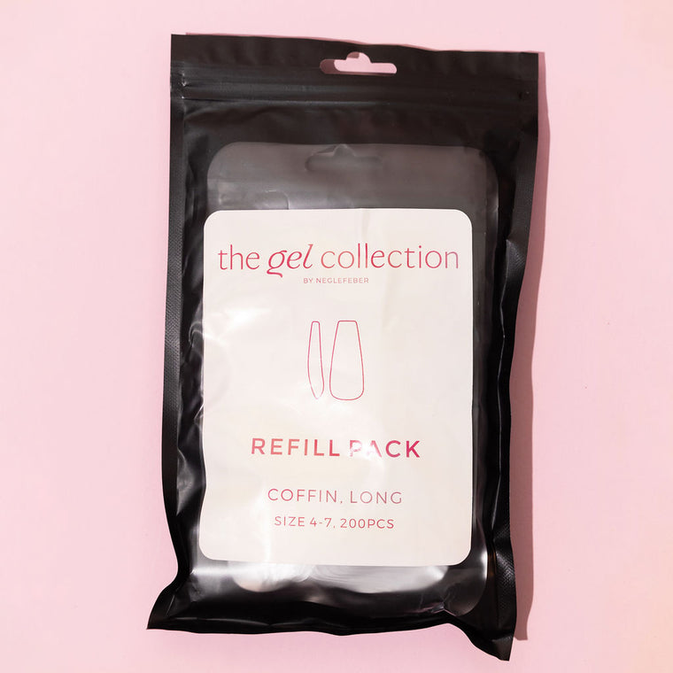 Soft Gel Press On-tippar • Refillpaket • Coffin Long (200 st)