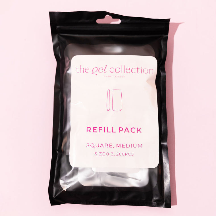 Soft Gel Press On-tippar • Refillpaket • Square Medium (200 st)