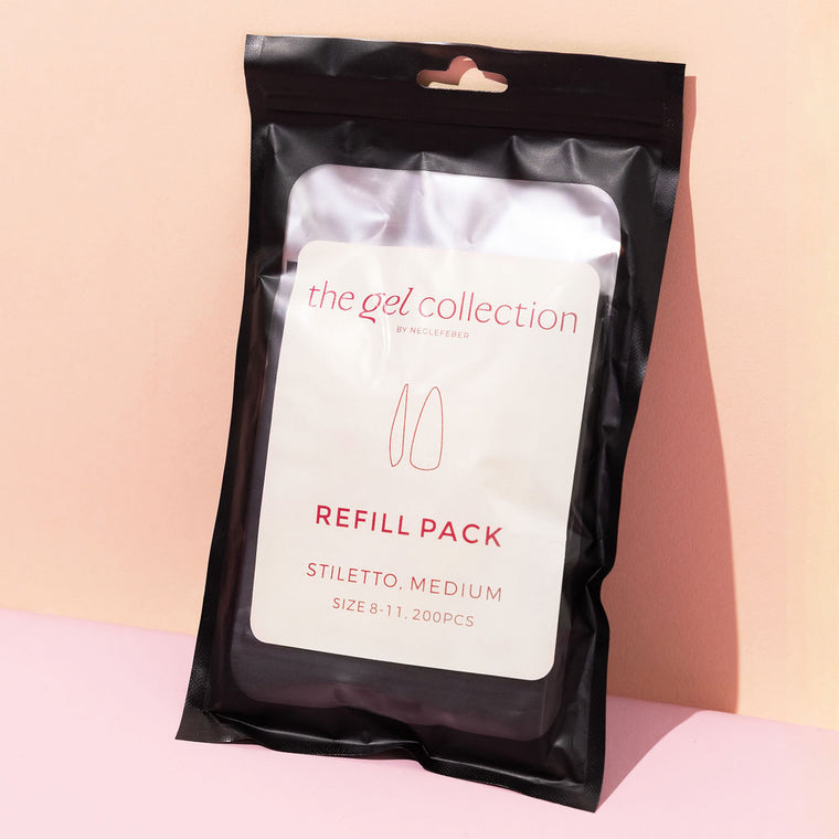 Soft Gel Press On-tippar • Refillpaket • Stiletto Medium (200 st)