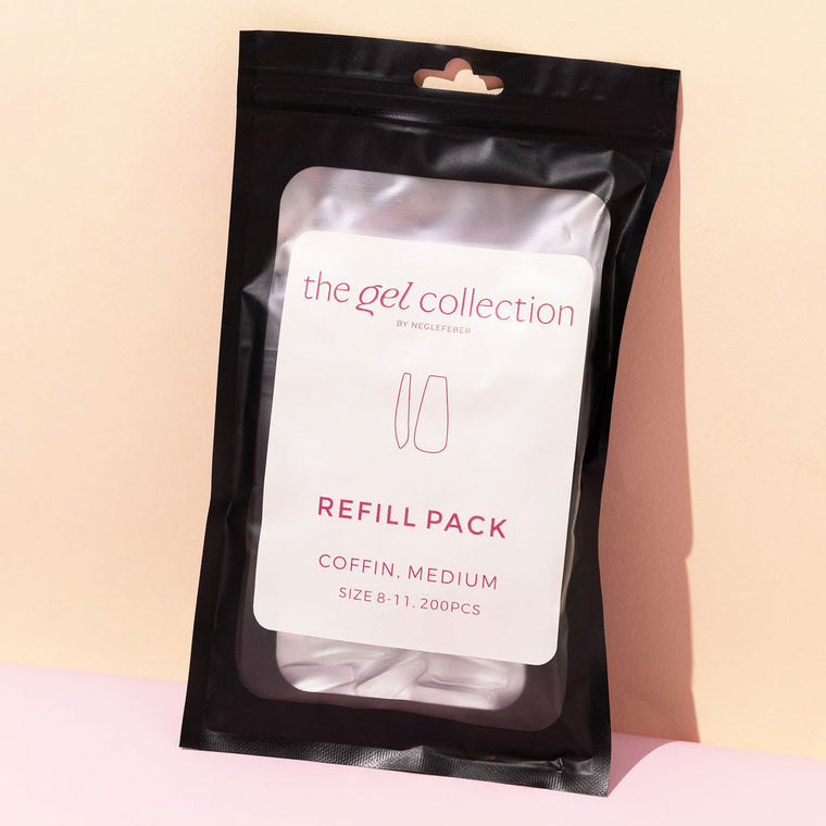 Soft Gel Press On-tippar • Refillpaket • Coffin Medium (200 st)
