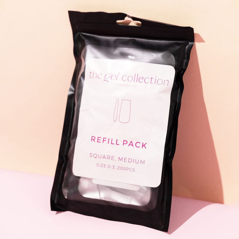 Soft Gel Press On-tippar • Refillpaket • Square Medium (200 st)