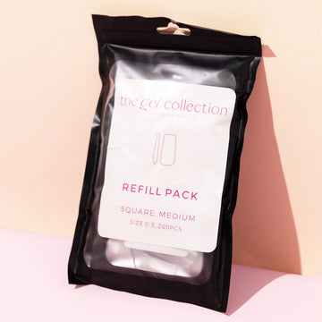 Soft Gel Press On-tippar • Refillpaket • Square Medium (200 st)