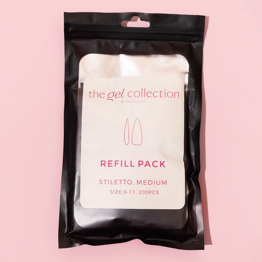 Soft Gel Press On-tippar • Refillpaket • Stiletto Medium (200 st)