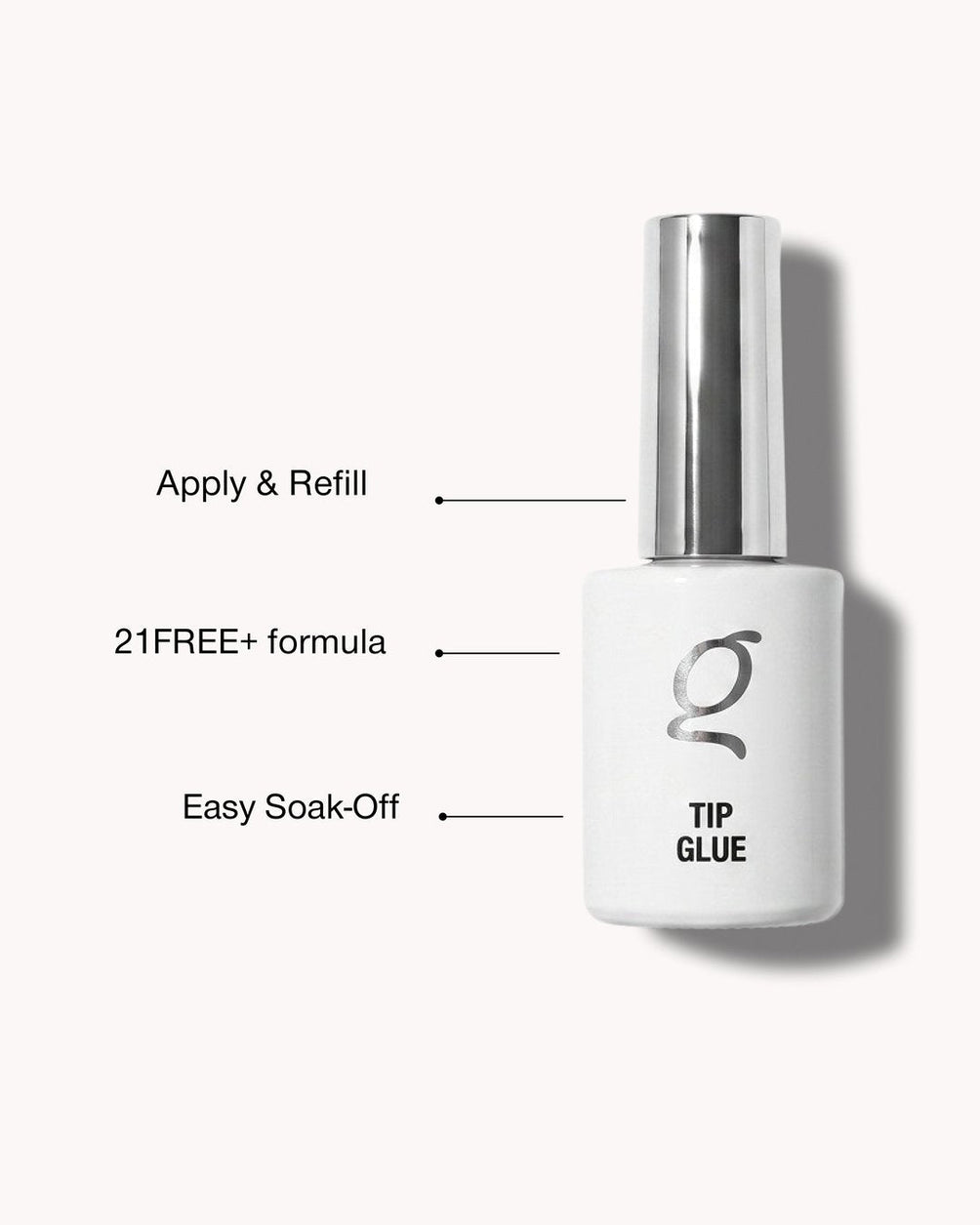 Tip Glue – apply & refill, 21FREE+ formula, easy soak-off