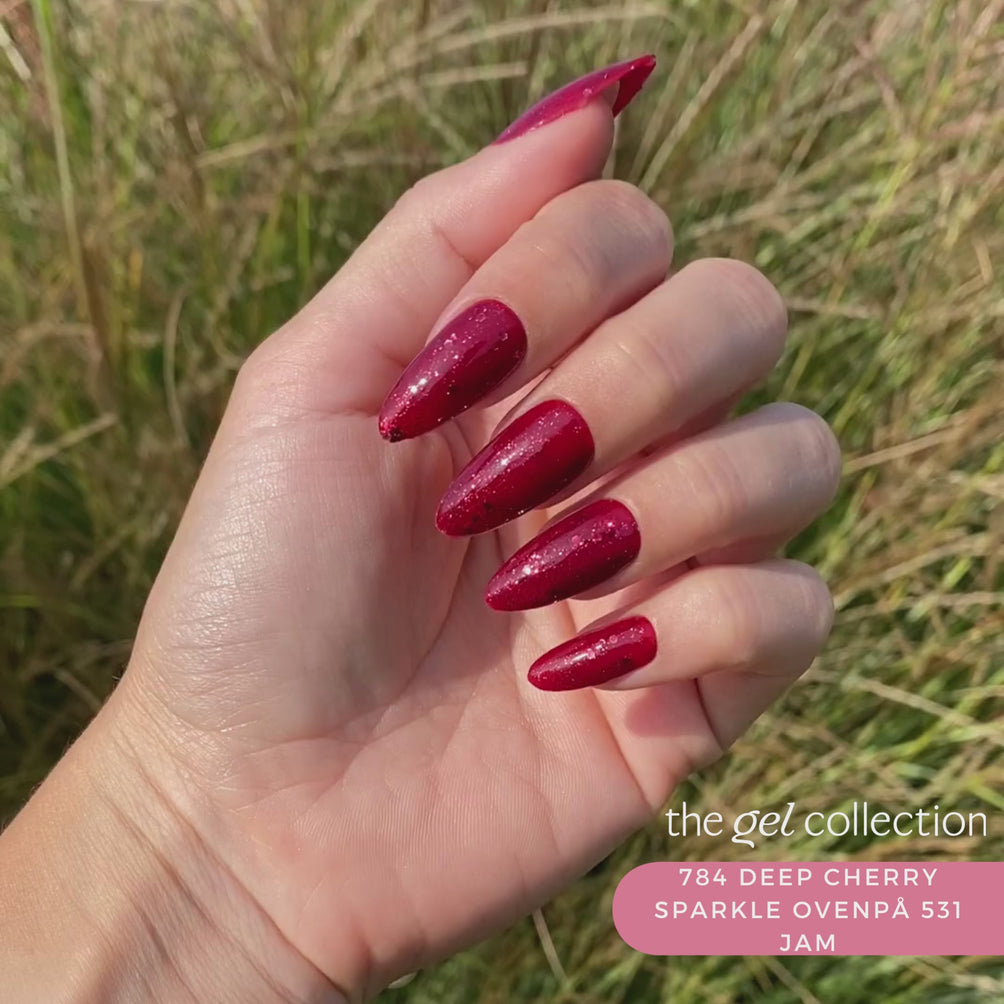 Gel Polish • 784 Deep Cherry Sparkle (semi-transparent) • 21FREE • The Gel Collection™